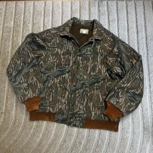 VTG 80s Mossy Oak Camo bomber jacket size Large boho outdoor nature